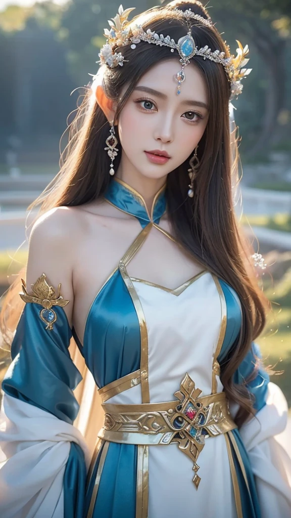 a close up of a woman with long hair wearing a white dress, a beautiful fantasy empress, beautiful and elegant elf queen, ((a beautiful fantasy empress)), palace ， a girl in hanfu, beautiful elven princess, beautiful character painting, ethereal beauty, beautiful anime portrait, 8k high quality detailed art, fantasy art style, beautiful anime girl, beautiful fantasy maiden