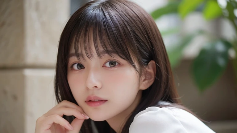 (Long Hair, bangs, Black Hair:1.2),(Wearing a blouse:1.2),1 girl,Japanese,21 years old,(Small breasts:1.3),(highest quality,masterpiece:1.3,超A high resolution,),(Ultra-detailed,Caustics),(Photorealistic:1.4,RAW shooting,)Ultra-Realistic Capture,Very detailed,High resolution 16K human skin close-up。 Natural skin texture、,Pores、、It needs to be detailed enough to be easily identifiable。 Skin should be even-toned and healthy looking。 Use natural light and colour, Sad expression, Looking at the camera, Perfect dynamic composition, Outdoor