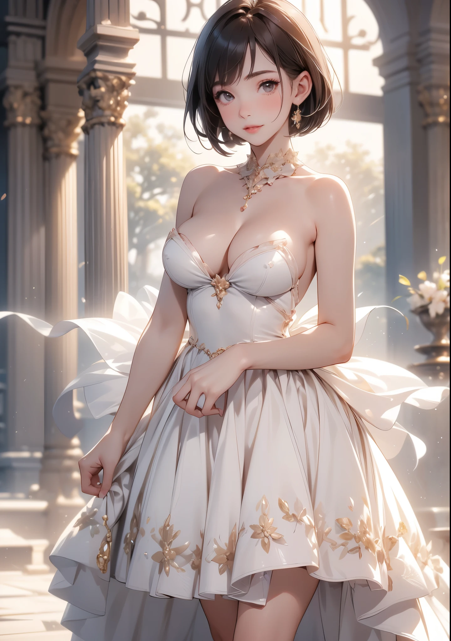 Realistic, Are standing, Arms above head, Hot face, blush, (shiny skin), nsfw, ((naked)), ((Pussy crack:1.3)), ((pussy:1.3)), livingで, cute, cute, Japanese, high school girl, Height: 158cm, , 最high quality, shape, Very detailed, In detail, High resolution, 8k wallpaper, Perfect dynamic composition, Beautiful details, Big Breasts, Random sexy poses, whole body, Like a real human being, smile, nude, gravure, 1 female, Black Hair, Long Hair, 15 years oldts:1.3), 最high quality, 8k, high quality, High resolution, (Thick lips), ((Looking at the audience)), double eyelid, Beautiful woman, whole body, Dutch Angle, ((cuteネックレス:1.3)), ((Blur the background:1.3)), Big Breasts, ((Short Bob:1.5)), Brown Hair,masterpiece、living, Are standing, Cowboy Shot, Dutch Angle, ((naked)),