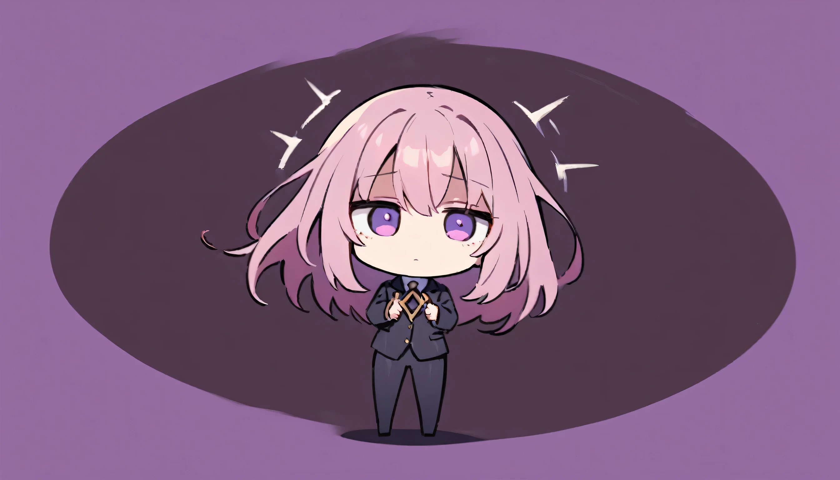girl,nice, 1 person, Dark atmosphere, Black purple background, Gloomy face、whole body、Tired look、Corporate slave、suit、My eyes are tired、Looks sleepy、Double peace sign in the center、Dynamic Pose、Sideways