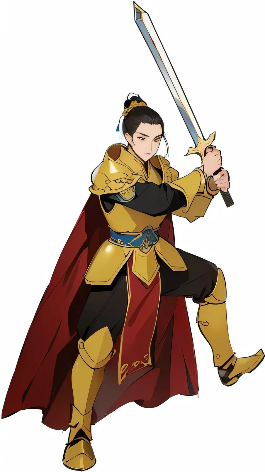 Chinese Royal Prince,Chinese general armor,whole body,Blank Background