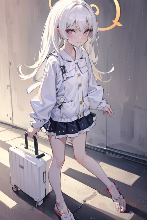 white hair, smirk, bangs, straight hair, medium hair, clenched teeth, scowl, serious, jitome, 8k, super detail, ccurate, best quality, fullbody
