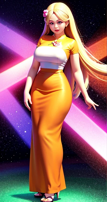 Burmese girl with attractive curvy full body. Friends full-length bikini, ( dress) reflective long dress painted with flower patterns, only dress. hi gh hips High resolution High resolution natural background High resolution HD 3D, 8K cartoon anime