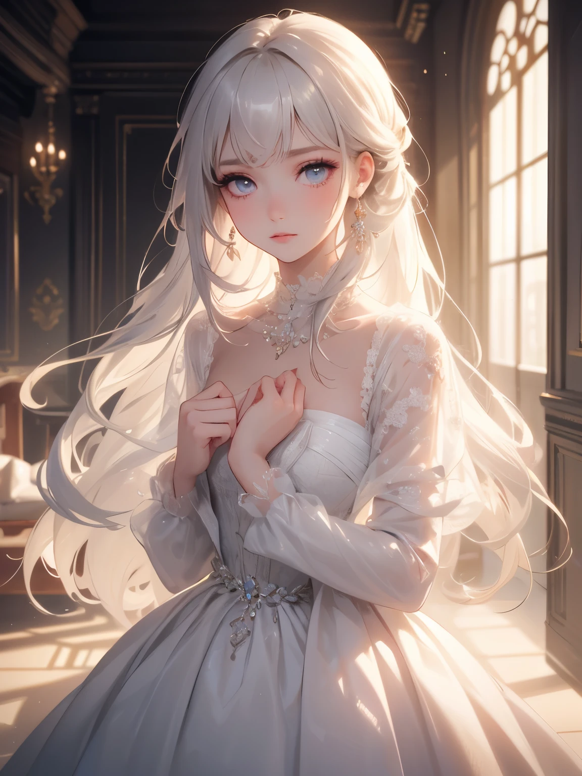 (high quality,masterpiece,4k,8k,16k),cute girl,bust,medium chest,ta dress,smooth skin,silky hair,vibrant colors,dreamy lighting,shiny girden,subtle details,intense gaze,revealing expression,porcelain-like complexion,graceful pose,gentle atmosphere,pure innocence,natural beauty,sublime aesthetics