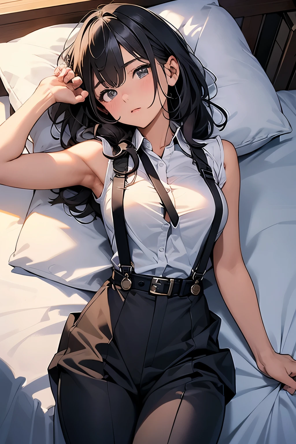 Gazing at the audience　　　Black suspenders　　　bulging big breasts　　 　 　　　wall 　mini skirt　garterbelt　garter　　　　　　vision　　　Small face　 　　　holster　　　Beautiful woman　　Show me your hands　　 Lying in bed　　vision 　　Taunt　~ side　~ side汗 　arm　　belt　summer　Armpit sweat