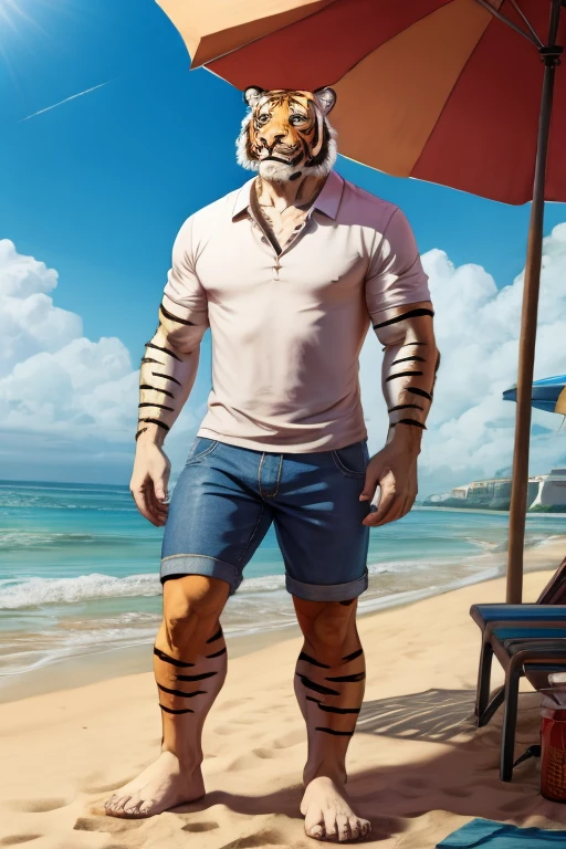 Practical , Handsome tiger casual wear, beach ,permanent