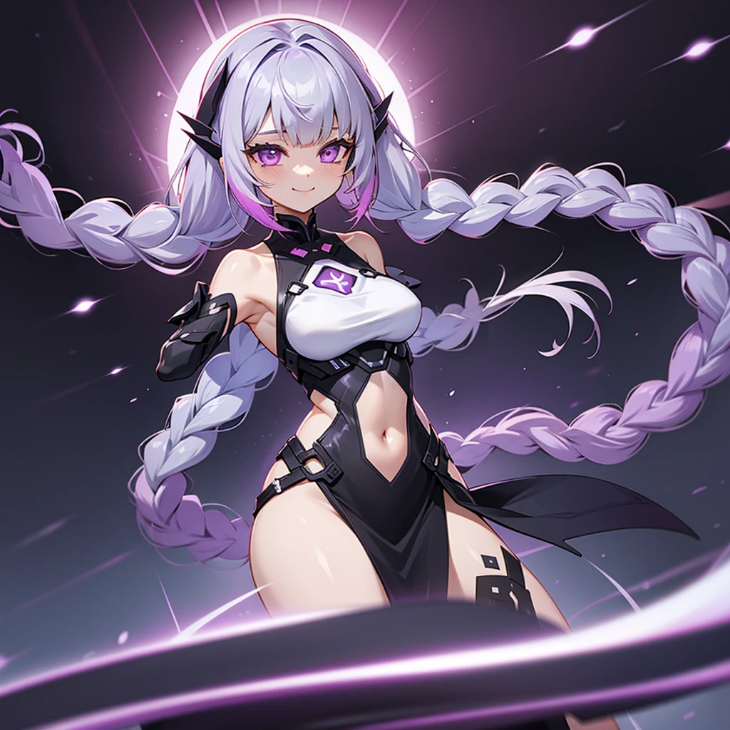 Anime girl with a gorgeous figure in a cyber suit kicks