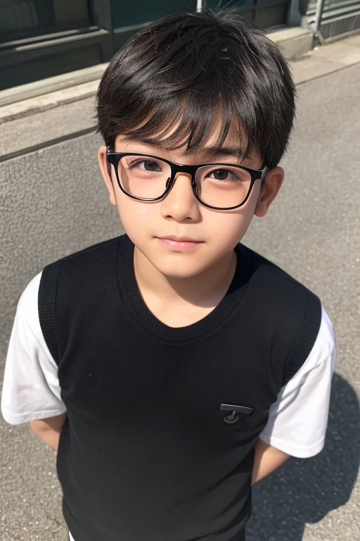 A boy wearing thick-rimmed black glasses、、boy、Sexy、Tsutomu Gari、Japanese、A beautiful face、My name is Satou Yota。