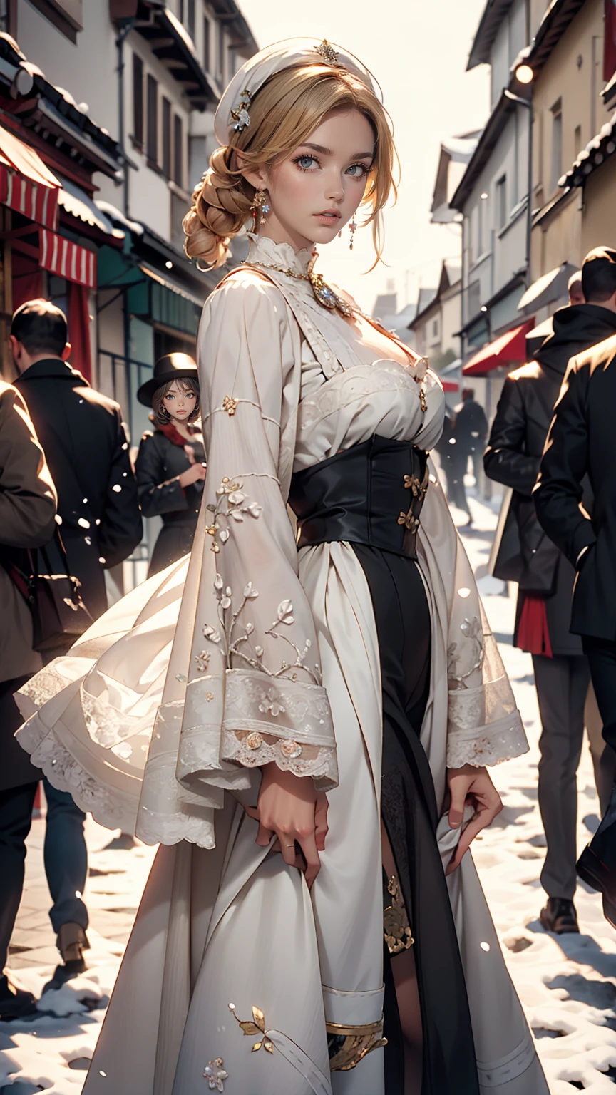 Claude Monet 、Snow in Argenteuil、Edwardian era white woman in white