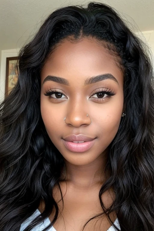 ((best quality)), ((masterpiece)), (detailed), perfect face(masterpiece, best quality), deep ebony 1girl, beautiful face, wavy hair