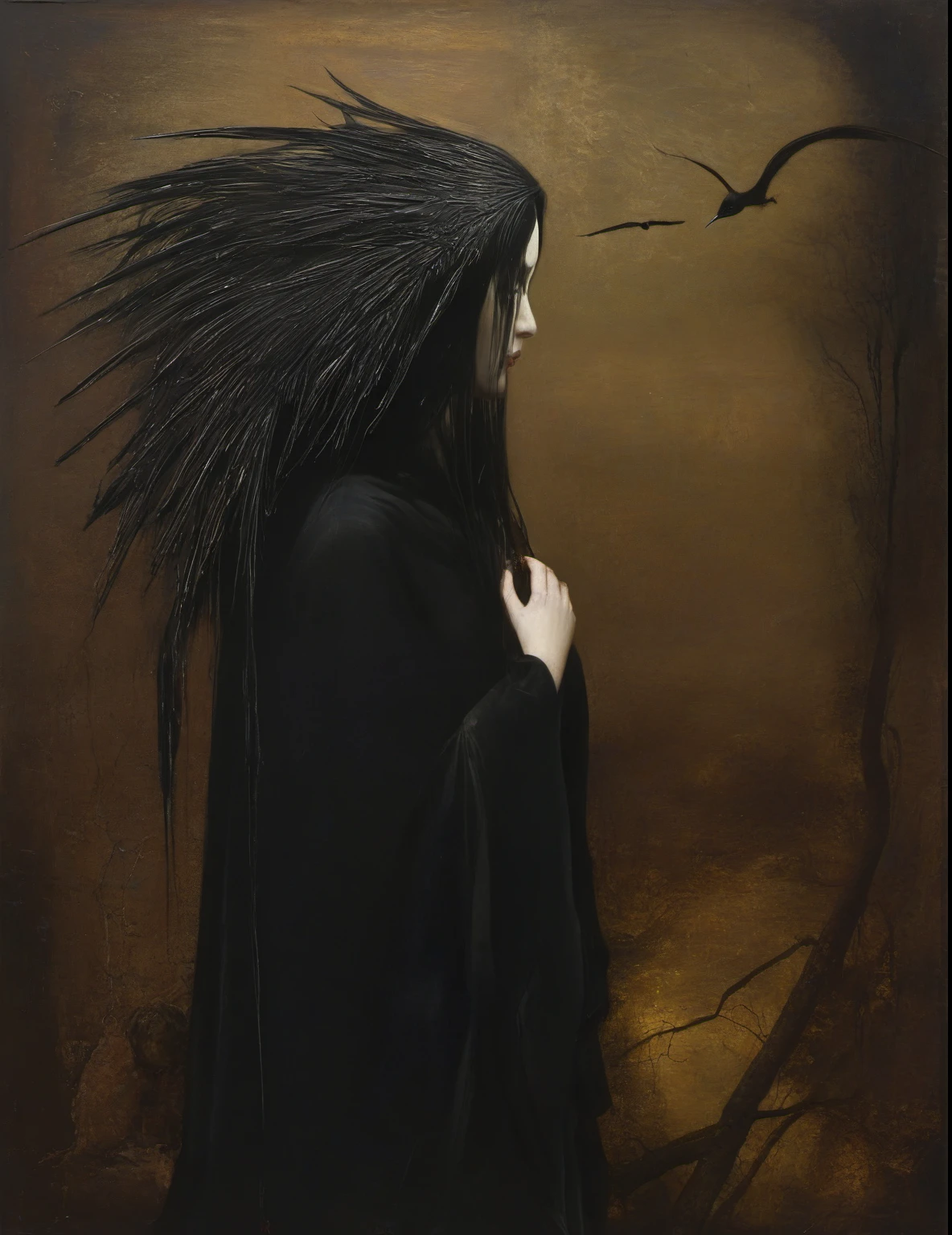 James Gurney, Surrealist art , dream-like, Mysterious, Provocative, symbolic, Complex, detailed,, (Gothic but very beautiful:1.4), (masterpiece, highest quality:1.4) , Nicola Samori Style, master