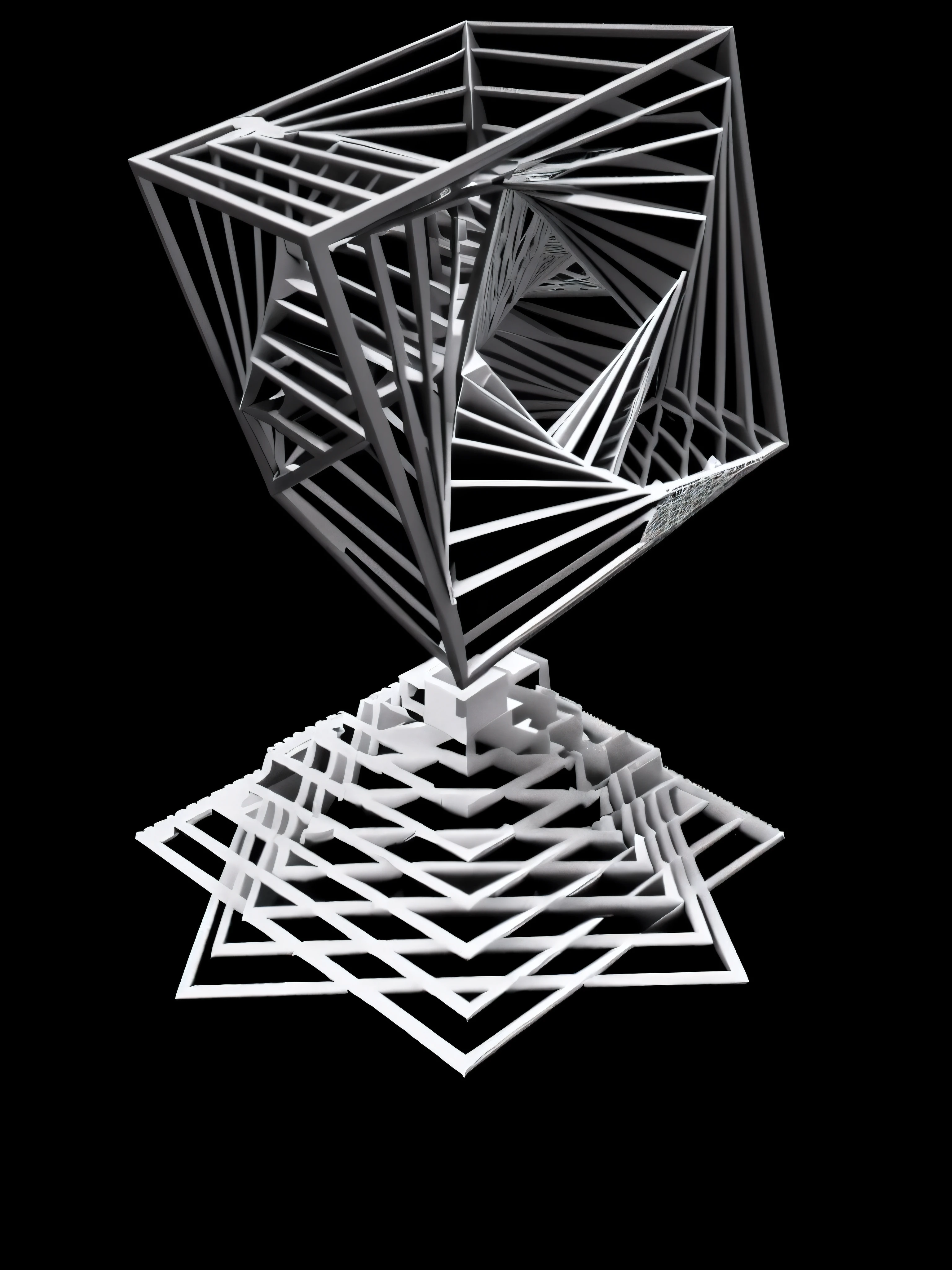 Black and white photo close up of cube, Spatial structure, fractal 3D structure, 3D structure, infinite fractal tetrahedron, Hypercube, Parameter structure, Complex mathematical shapes, abstract geometric sculpture, Geometry Hypercube, Fractal automata, 3D Sculpture, 3D Sculpture, Epic 3D Abstract Model, Impossible structure