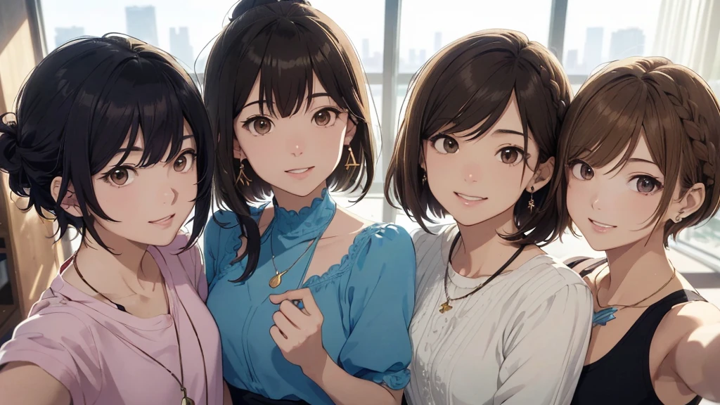 Overlooking the city from a hill、Residential Street、Cloudy、Time is night、Summer attire(highest quality:1.2), Super detailed, High resolution, Tabletop:1,2, Vibrant colors, Bokeh, Professional Lighting, Physically Based Rendering, Flat Color:0.8, Fine Illustration, Realistic:1.37, Shinkai Makoto style, Your name style, Light brown hair, Elegant update, Short Bob, Bun hairstyle such as chignon。、long hair,Hang a single-lens camera around your neck、 Laugh together, Dynamic pose, Selfie, Upper body full sister、(1.8)(highest quality、masterpiece、High resolution)、、(Anime Art)、((Multiple women、Everyone is standing, Alongside))、(Detailed depiction of a beautiful face)、Commemorative photo、Group photo(2.0)A kind smile、Medium Short Hair、 Brown Hair、。whole bodyが写る(1.8)
information(highest quality:1.2)、Very detailed、High resolution、masterpiece:1,2、Bright colors、Bokeh、Professional Lighting、Physically Based Rendering、Flat Color:0.8、Fine Illustration、Realistic:1.37、Makoto Shinkai style、Name Style、Light Brown Hair、Elegant update、Short Bob、Laugh together、Dynamic poselip、cheek(Dark Brown Hair/)bangs、cheek(direction)、(最高masterpiece1.2)繊細なイラストVery detailed、Break Blue Sky、Detailed Background、whole bodyが写る、A shy smile、Through clenched teeth、Through clenched teeth、lip、cheek(Flat Color: 0.8)、(masterpiece: 1,2)、(masterpiece: 1,2)、High resolution、超High resolution、highest quality、High resolution、Ultra-thin illustration、Makoto Shinkai style、Your Name is Style、Short Bob、necklace、Earrings、Selfie、whole body、Brown Hair、Braiding、Hair Bun、ponytail・Hair Bunスタイル、necklace、Valletta、ribbon、(highest quality:1.2), Super detailed, High resolution, Tabletop:1,2, Vibrant colors, Bokeh, Professional Lighting, Physically Based Rendering, Flat Color:0.8, Fine Illustration, Realistic:1.37, Shinkai Makoto style, Your name style, Light brown hair, Elegant update, Short Bob, Bun hairstyle such as chignon。、long hair, Laugh together, Dynamic pose, Selfie, whole bodyフルお姉さん、スマホでSelfie(2.2)