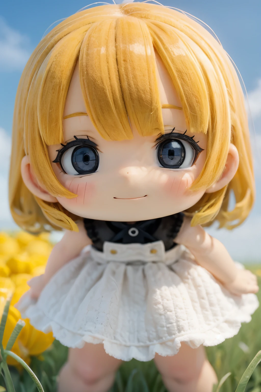 Photorealistic、Chibi Girl（Corn field、smile）