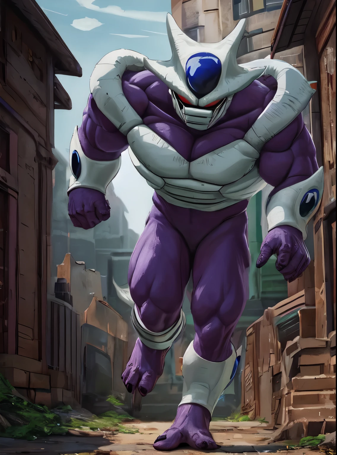 (detailed soft skin:1.1), detailed background, (intricate, high detail, film photography, RAW candid cinema, (photorealism:1.1), realistic, analog style, subsurface scattering, masterpiece, best quality, ultra realistic, 8k, HDR), (full body), (perfect proportions:1.2), (kemono:1.2), (bara:1.2), (male:1.5), Cooler, (red eyes1.2), looking directly at viewer, highly detailed eyes, evil, villain