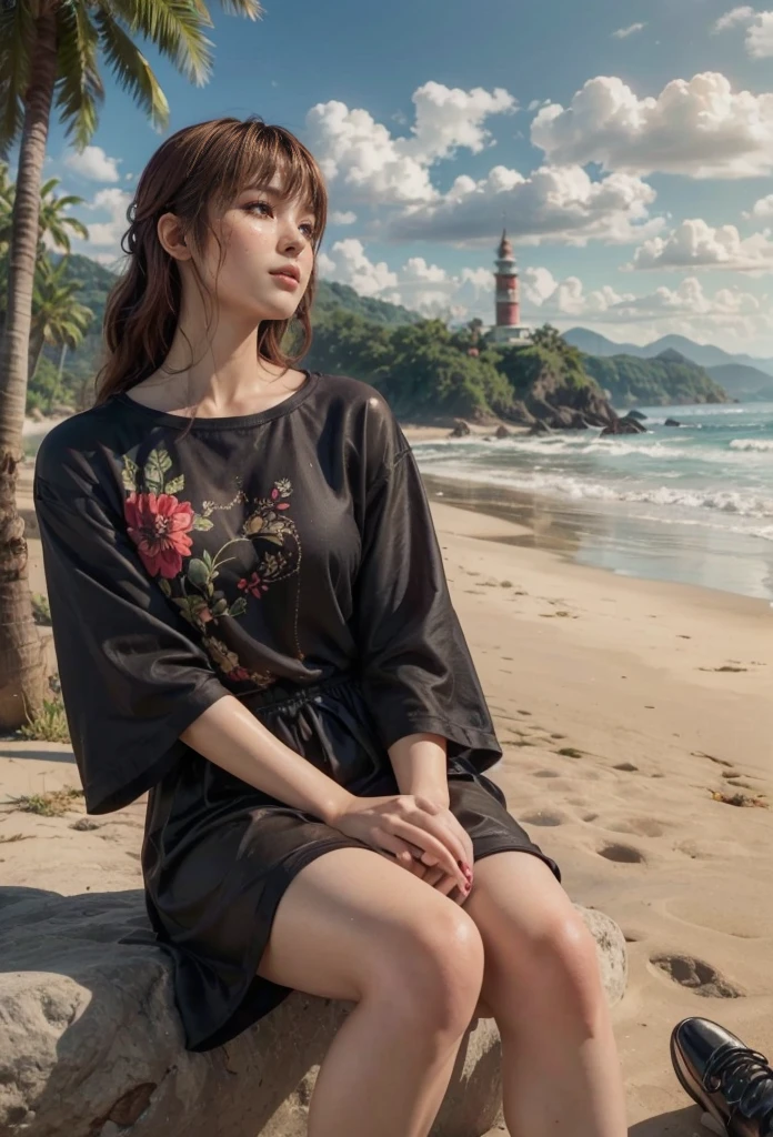 Kasumi, brown eyes, (best quality, ultra-detailed), (realistic:1.37), beautiful and detailed face, ultra-realistic texture, delicate face, delicate body, red lipstick, bright colors. High definition, 8K, well defined legs