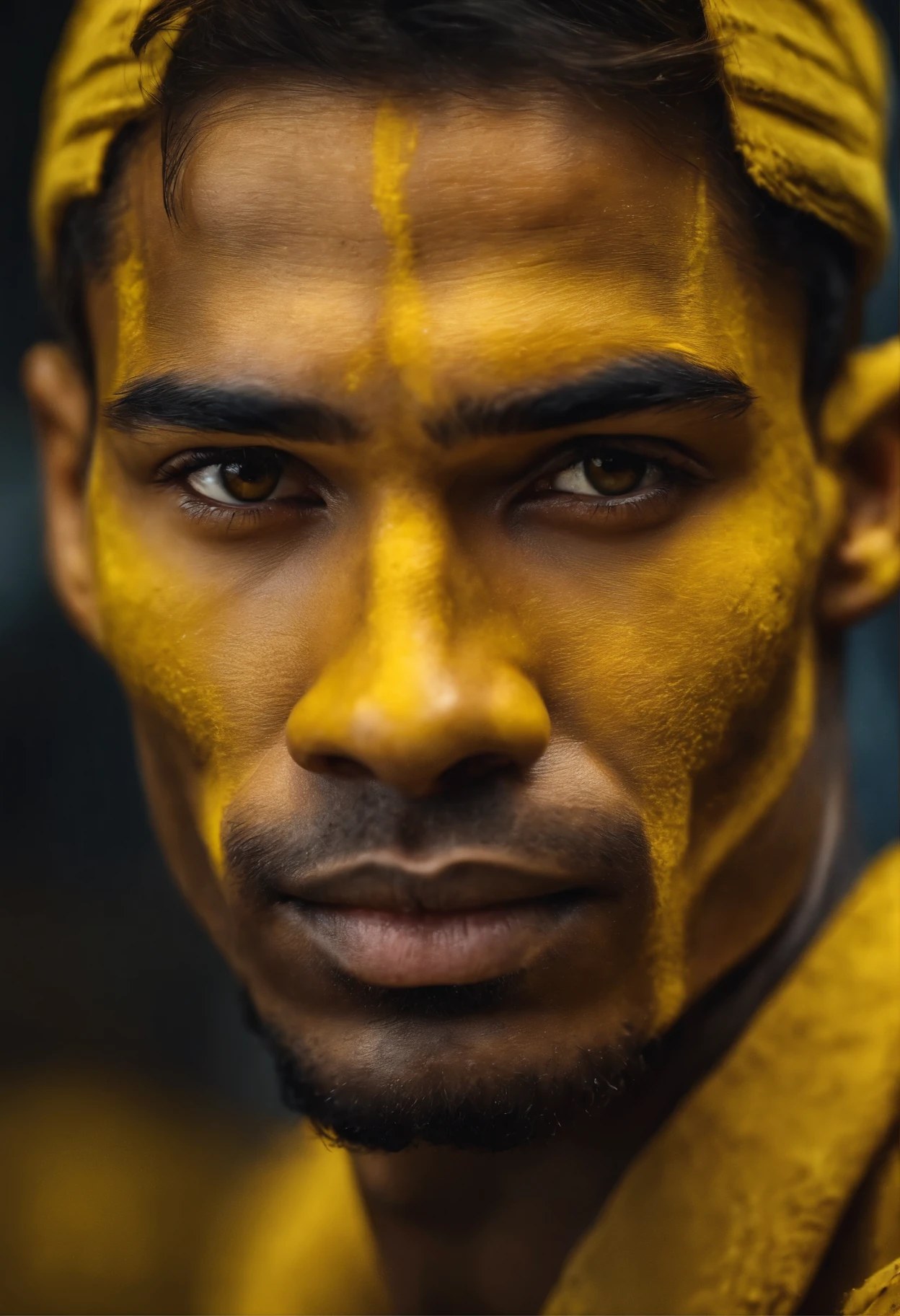 Ultra detailed portrait face of an attractive male with yellow contrasted skin, model, photographed by famous photographer on CANON 5D MARK, detailed skin with all the rough details — ar 4: 6 --q 2 --s 750 --v 5