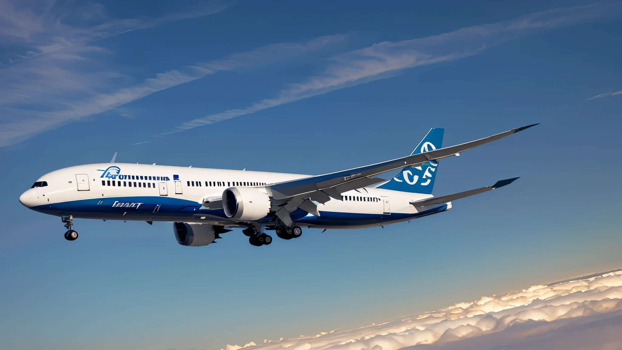 plane、Boeing 787、(((highest quality, masterpiece))), (((Very detailed)))