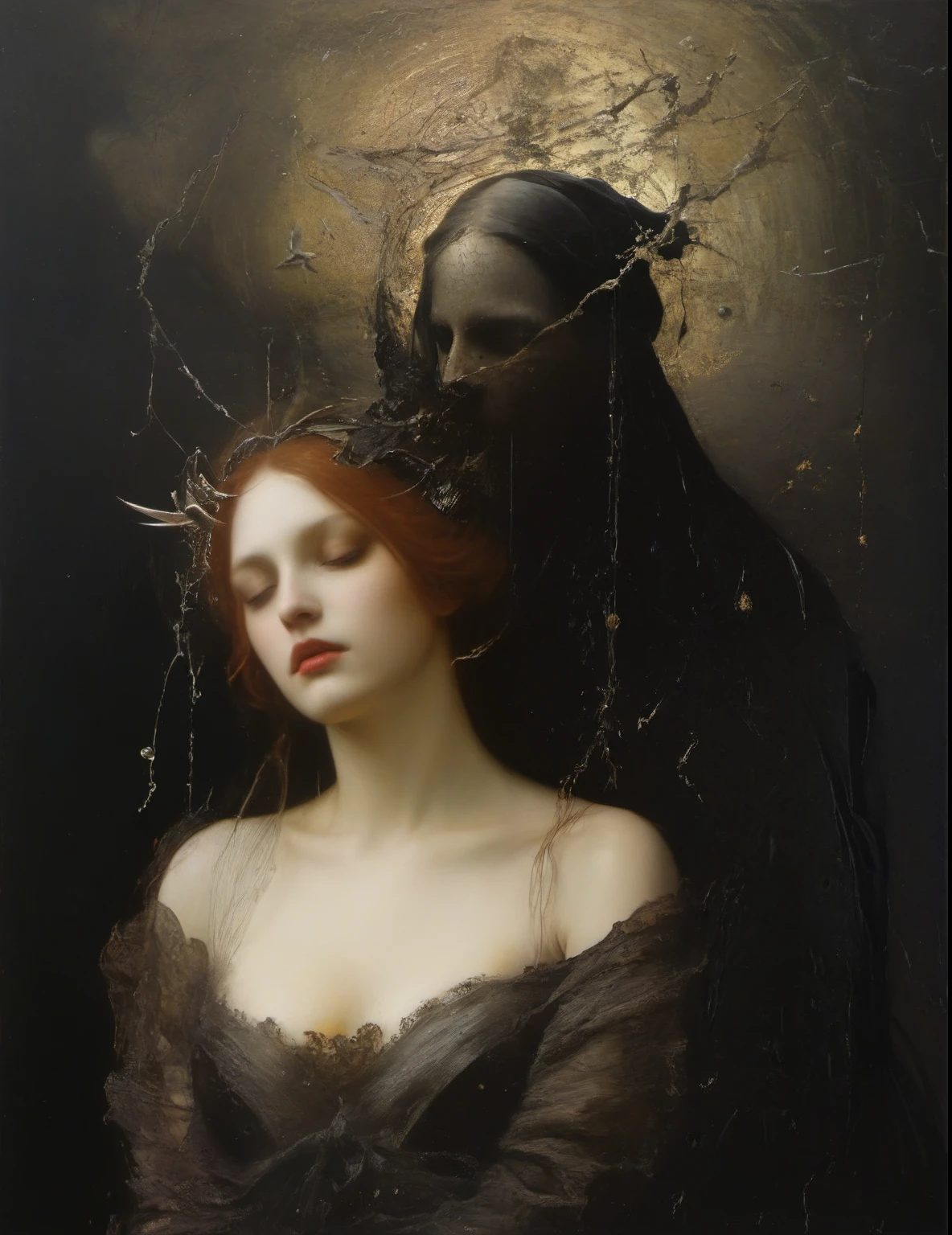 James Gurney, Surrealist art , dream-like, Mysterious, Provocative, symbolic, Complex, detailed,, (Gothic but very beautiful:1.4), (masterpiece, highest quality:1.4) , Nicola Samori Style,