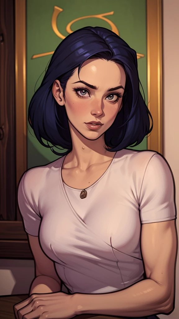 um desenho de uma mulher com umae cabelo preto, estilo de arte de charlie bowater, arte do personagem charlie bowater, desenhado no estilo digite germe, Estilo Charlie Bowater, digite germe. alto detalhe, digite germe style, retrato de personagem em close, digite germe portrait, style digite germe, Neoartcore e Charlie Bowater