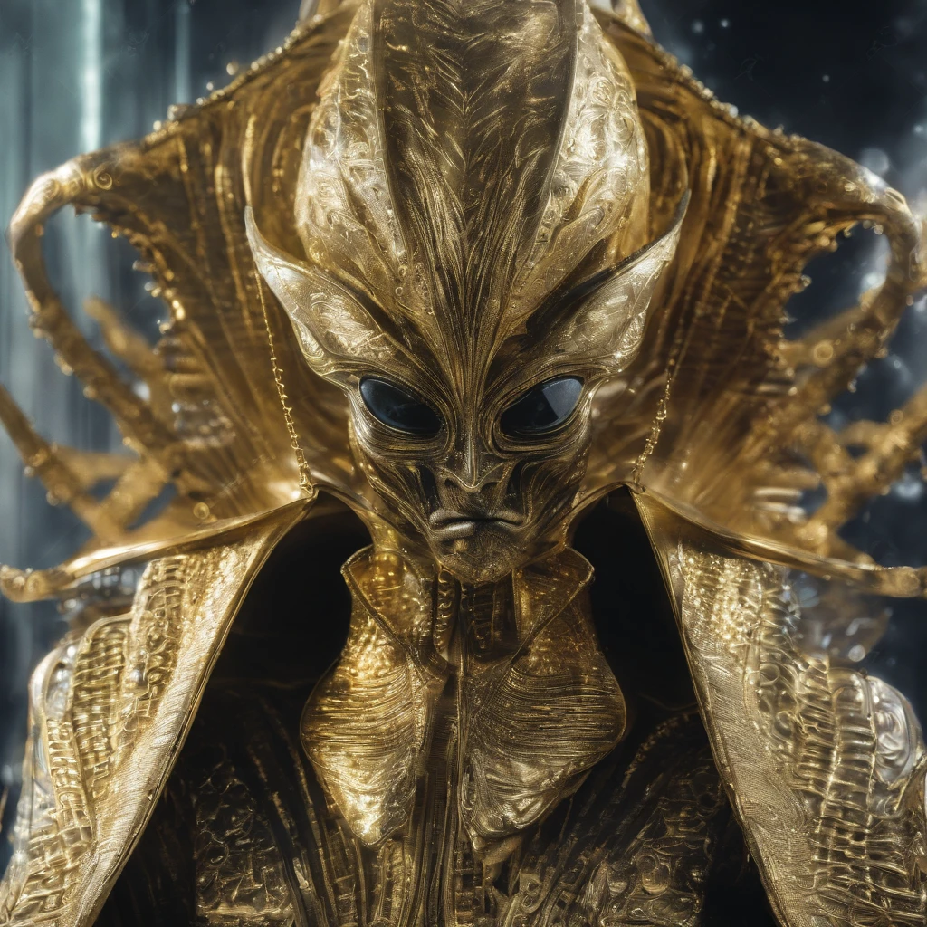 Person wearing a gold masquerade mask, masterpiece, highest quality
