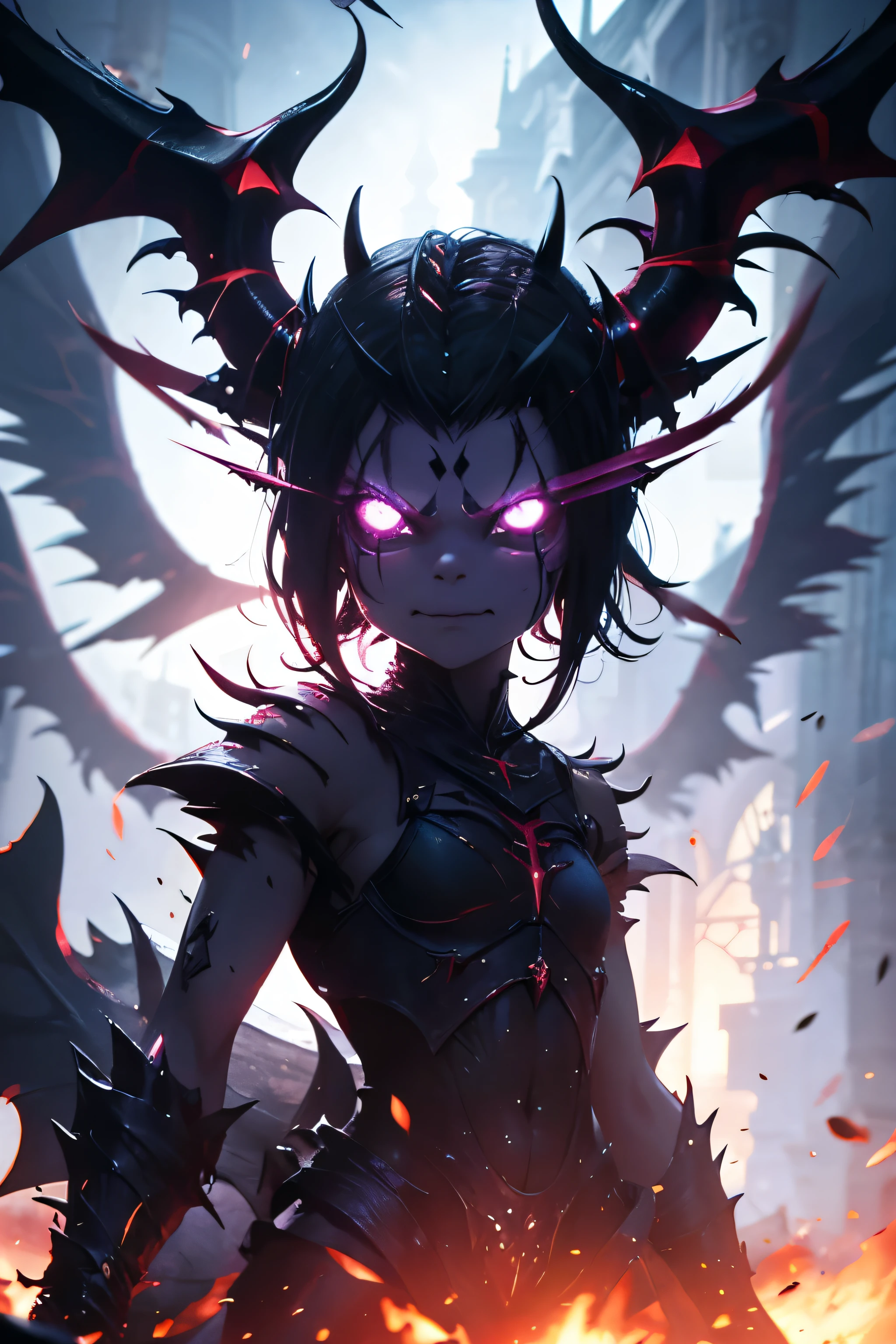Small demonic creature, cartoonish, ethereal, ghastly, demon,monster, npc, fantasy, medieval, detailed, cineatic lights, hd, ultra hd , lights particles