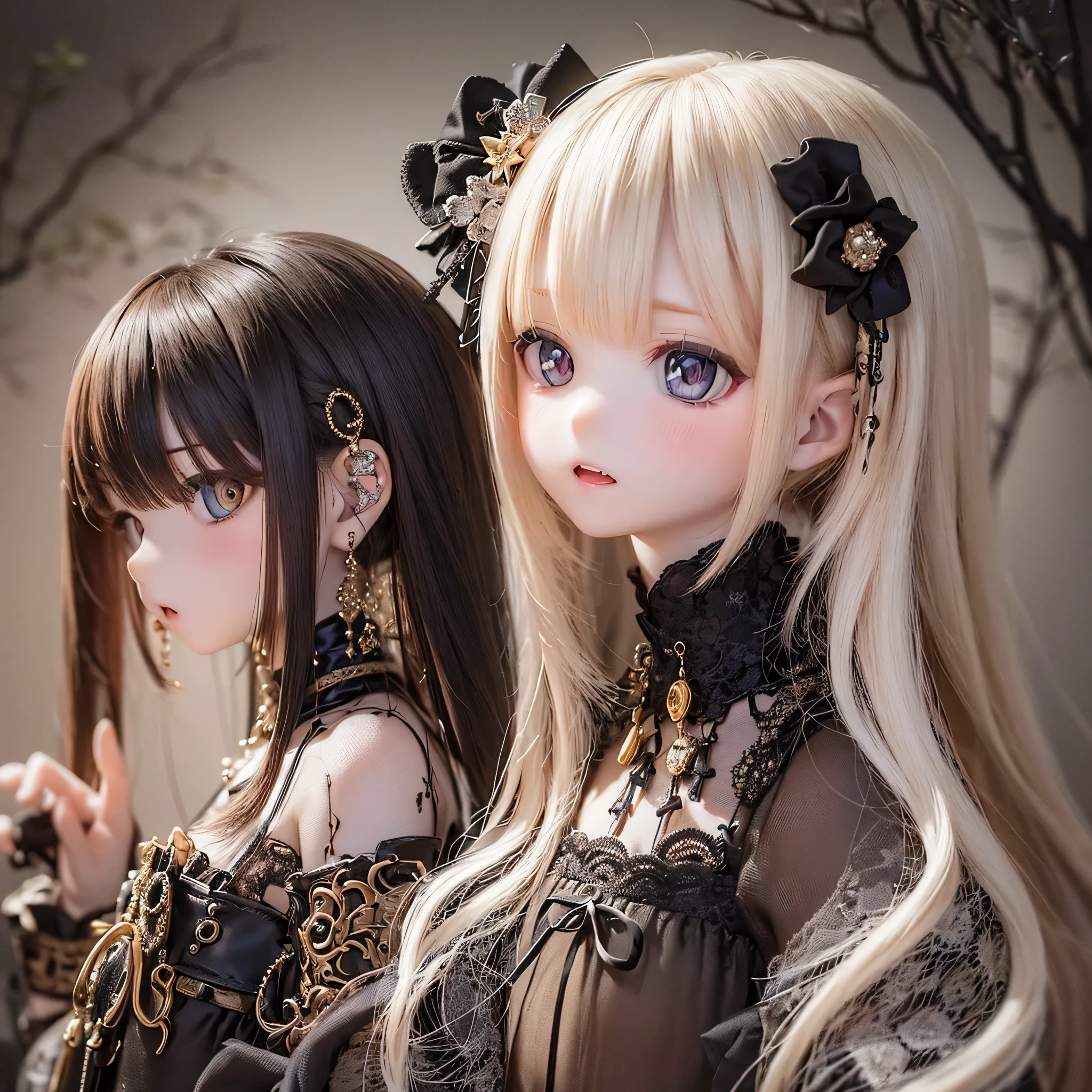(highest quality,4K,8k,High resolution,masterpiece:1.2),beautiful detailed eye,length eyelashes,Beautiful lip detail,extremely detailed eye and face,(Vibrant colors,colorful,Contrast enhancement:1.1),dark atmosphere,spooky ambiance,Gothic style,Satanic in front,Devilish charm,(Fine art,shape:1.1),Digital Painting,dark fantasy theme,dramatic lighting,Ghostlyly beautiful,Detailed texture, (Horror, dark, Bad luckな) girl, (Gothic, Victorian) fashion, (Mysterious, Charming) vision, (pale, porcelain) skin, (length, Flowing) Black Hair, (elegant, Complex) Lace dress, (Bad luck, spooky) Shadow, (spooky, Otherworldly) background, (Illuminated by the moonlight, Haunted) garden, (Bad luckな, charmed〜Three Witch Sisters) forest, (elegant, Charming) Pause, (dark, Mysterious) aura, (Mysterious, Supernatural) Powers, (Forbidden, Mysterious) mode, (charmed〜Three Witch Sisters, cursed) relic, (Twisted, bent) reality, (Charming, Ghostly) smile, (cold, bone-cold) silence, (elegant, Gothic) architecture, (Bad luckな, hypnotism) eye, (intense, dark) emotion, (Powerful, order) in front, (Bad luck, Bad luckな) atmosphere, (Spooky, Spooky) detailed, (Charming, charm) performance, (Satanic, Ghostlyly beautiful) shape, (elegant, spooky) composition, (Surreal, dream-like) scenery, (strict, Bad luckな) cloud, (magic, Mysterious) element, (charmed〜Three Witch Sisters, Ghostly) aura, (Shadow, Mysterious) shapes, (Haunted, Abandoned) Apartment, (Bad luckな, malicious) Shape, (Supernatural, Otherworldly) energy, (Ghostly, cold) whisper, (elegant, dramatic) Pauses, (Mysterious, Mysterious) beauty, (Devilish, Charming) eye, (intense, Powerful) vision.Open your arms
