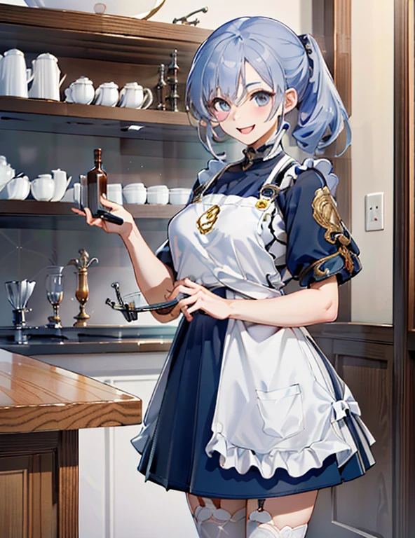 (fantasy:1.5),(anime,8k,masterpiece, top quality, best quality,beautiful and aesthetic:1.2,professional illustrasion:1.1,ultra detail:1.3,perfect lighting),extremely detailed,highest detailed,incredibly absurdres , highres, ultra detailed,intricate:1.6,(Alchemy Workshop:1.4),A girl mixing,Medicine in many small bottles,holding small potion,colorful:1.4,zentangle,(1girl),(girl),(Three kingdoms female warload),(highly detailed beautiful face and eyes,firm breasts),oily skin,((black,hair,short bob with short pony tail hair)),thin pubic hair,cute,lovely,,alchemist costume,Merchant's Clothing,smile,in the kitchen,smile,seductive weak smiling,(with sparkling eyes and a contagious smile),open mouth, Looking at Viewer, 