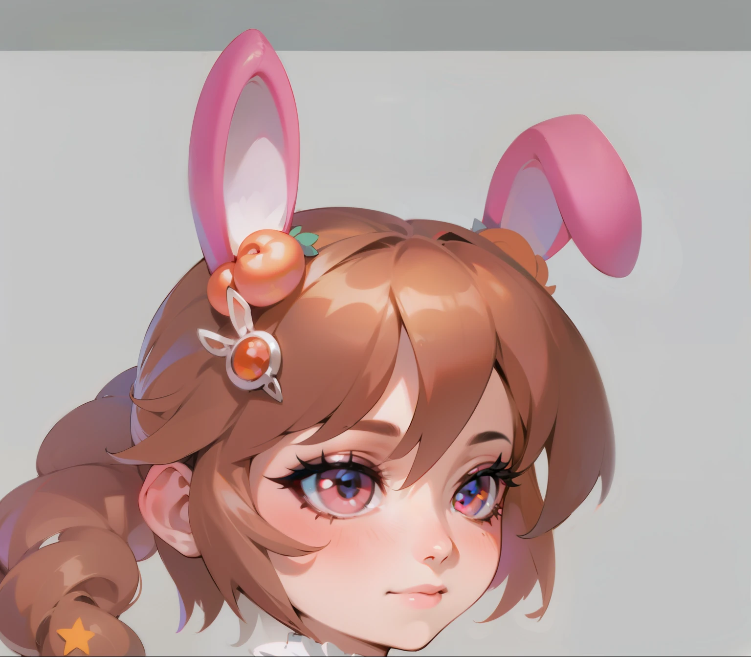 Q version of beautiful face, hair and ears