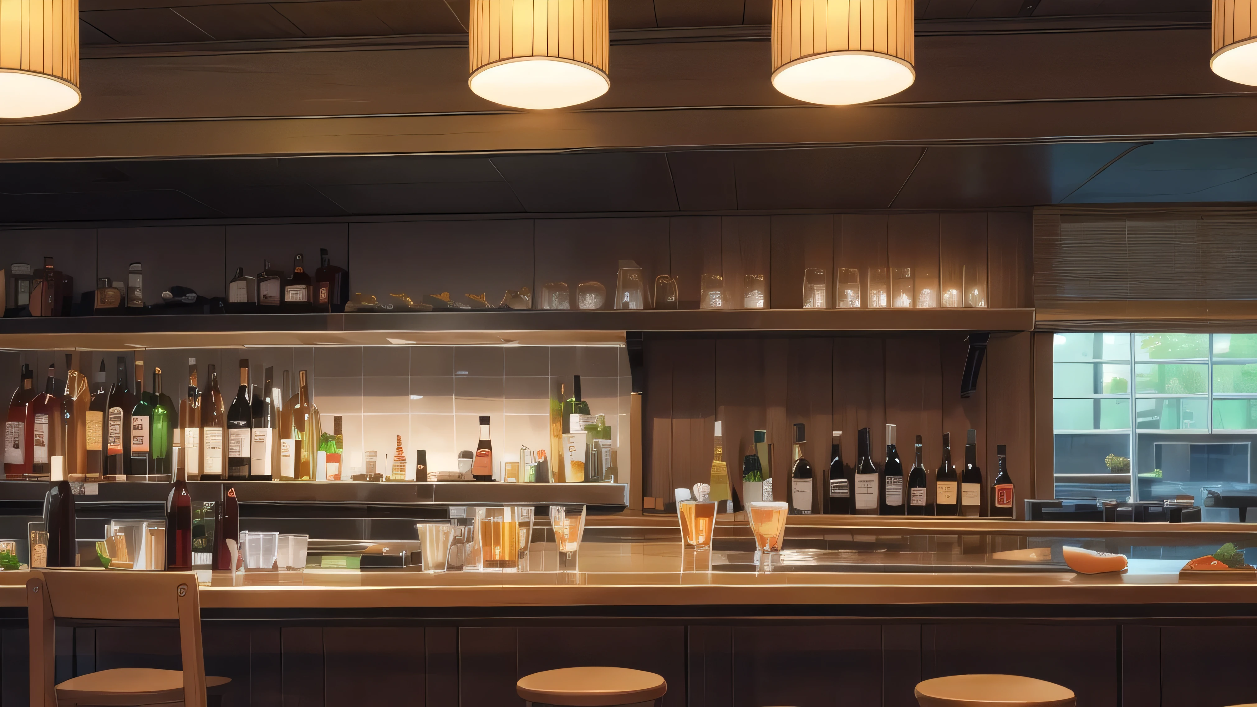 A place where JAZZ is playing,counter,Alcohol is lined up,NY