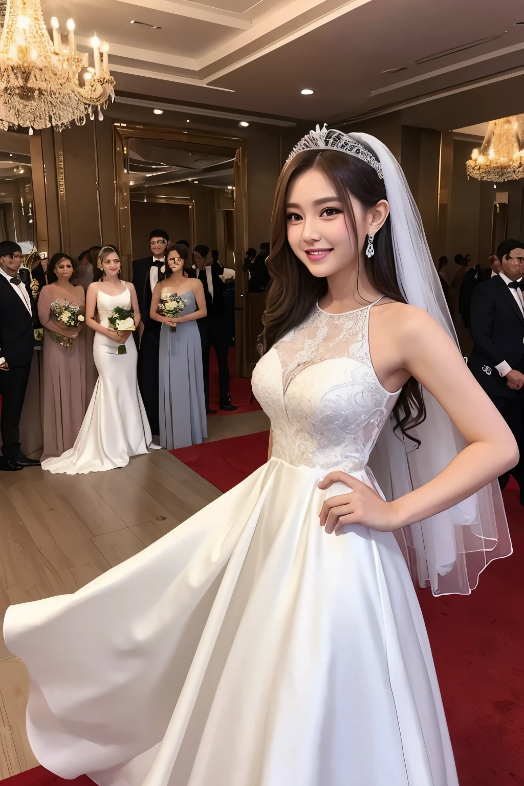 wedding style、smile、white、Luxury Prom Dresses、、8 heads、upper class、Elegance、Theara、