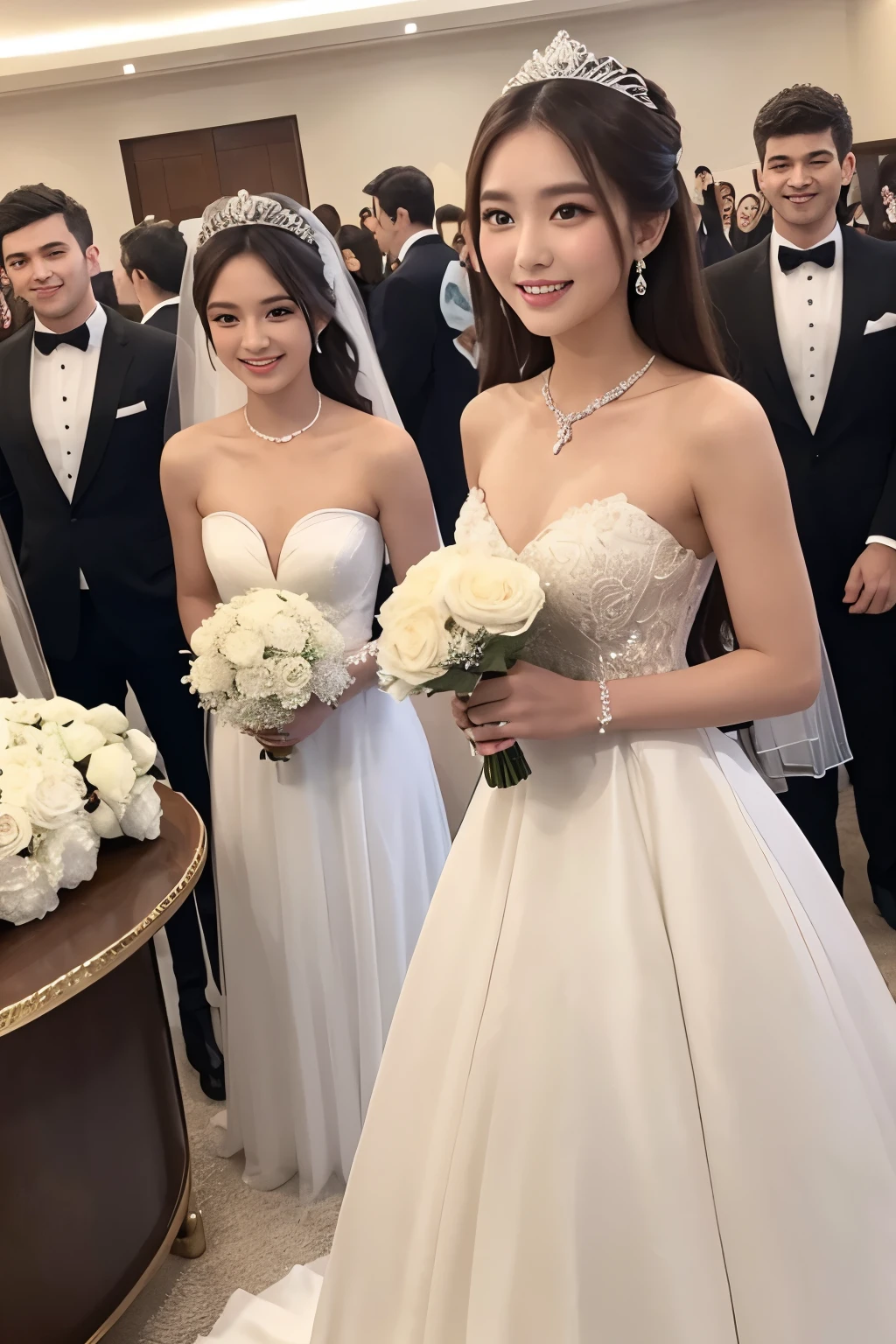 wedding style、smile、white、Luxury Prom Dresses、、8 heads、upper class、Elegance、Theara、