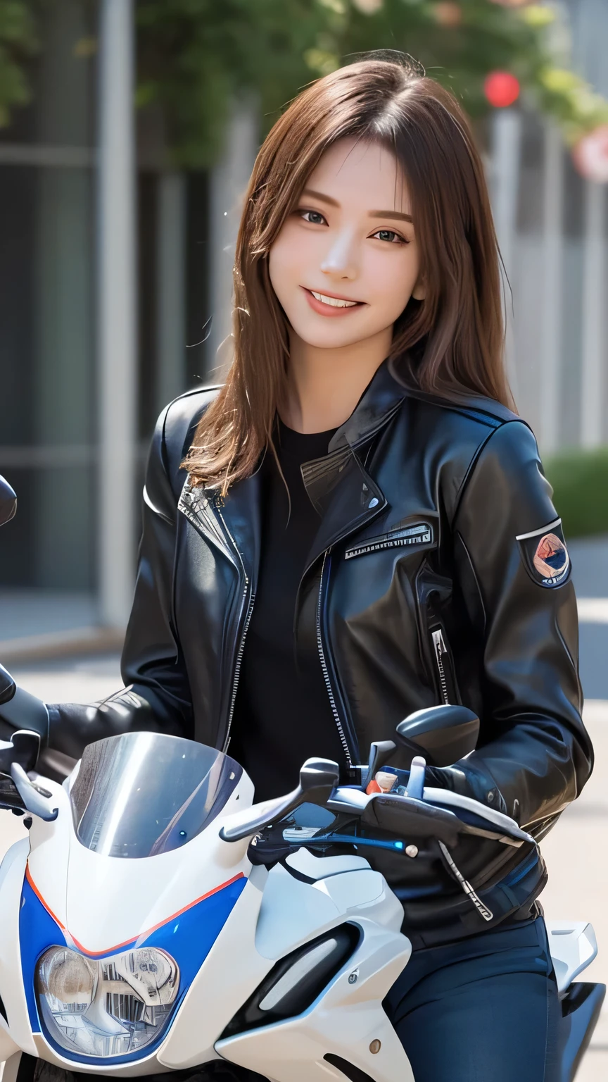 top-quality,fullbody shot,,super high resolution,(Realistic:1.4),Raw photography, Jersey,
Generated in SFW, Maintaining the Golden Ratio, (1 female:1.37), 14 year old supermodel, (Riding on motorcycle:1.37), (I ride a Honda CBR400R...:1.37), (Accurate depiction of the motorcycle:1.37), Accurate 5-finger, Cyberpunk morning view, ((City of morning:1.15)), (table top shot:1.2), (Beautiful Face:1.37), Accurate Face, (Black rider jacket:1.37), (tight-fitting suit:1.21), (Leather slim pants:1.21)(highest quality:1.4), 32K resolution, (Realistic:1.5), (Ultra-realistic:1.5), High resolution UHD, (masterpiece:1.2)), (Improvement of quality:1.4), (Very beautiful face details), (Highest quality realistic skin texture:1.4), (Perfect Anatomy:1.2), Anatomically correct limbs, Symmetrical eyes, Natural Makeup, ((A great eye for quality:1.2)), (tired, Sleepy and satisfied:0.0), (Beautiful Lips:1.33), (Great nose:1.2), (Slender body:1.2, Moderate Buff), (Slim lower body), Shiny Hair, brown hair dancing in the wind, (Long Hair:1.37), Complex shadows and light, Spot lighting, shy smile