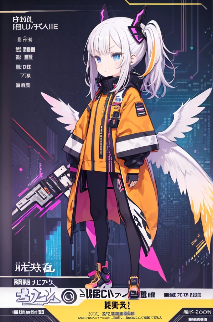 (masterpiece, highest quality, highest quality, Official Art, Breakcore aesthetic:1.2), 1 girl, Anime Art, Profile picture, Abstraction, Glitch, Digital Distortion, Pixelated Fragments, Data Corruption, Colorful Noise, Visual clutter, Orange clothes, Cyberwings, Long white hair, Four Eyes, Face Tattoos, Wires around the body, Dark tones