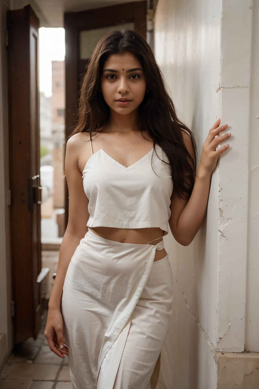 a girl having good looks and look like real and indian girl age should be 16-17 in indian dress with india background in saare