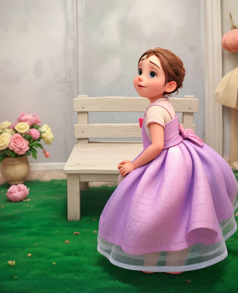 A poster，banner；1Little girl sitting on the wooden floor，Sweaty face，Wear ballet costumes，Dance shoes，Happy expression，For the audience，Long straight hair；Composition：The character is on the right，Background with pink ribbon；3DAnimation海报，皮克斯3DAnimation风格，Pixar Renderman Rendering，Maya 8K，Animation，disney pixar 3d style，indoor，迪士尼皮克斯Animation海报；The content is simple，Simple style。