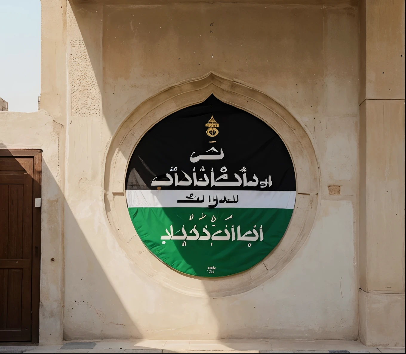 A new Muslim flag that's show discipline and peace in Arabic language picture