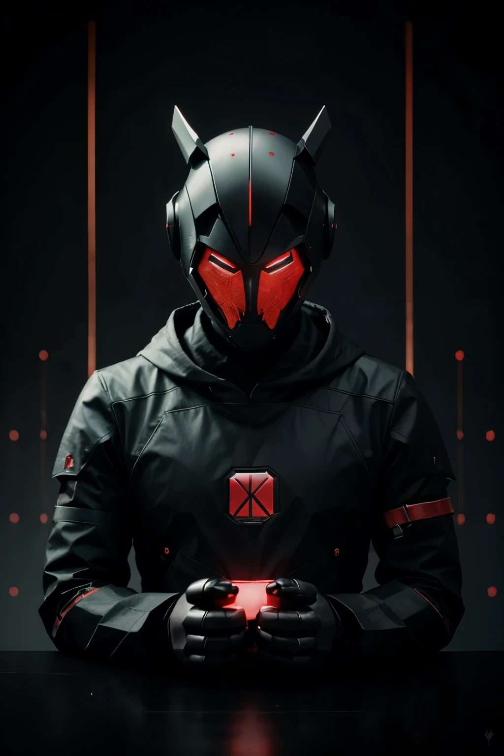 Black color hacker and red color robot background Kali Linux image