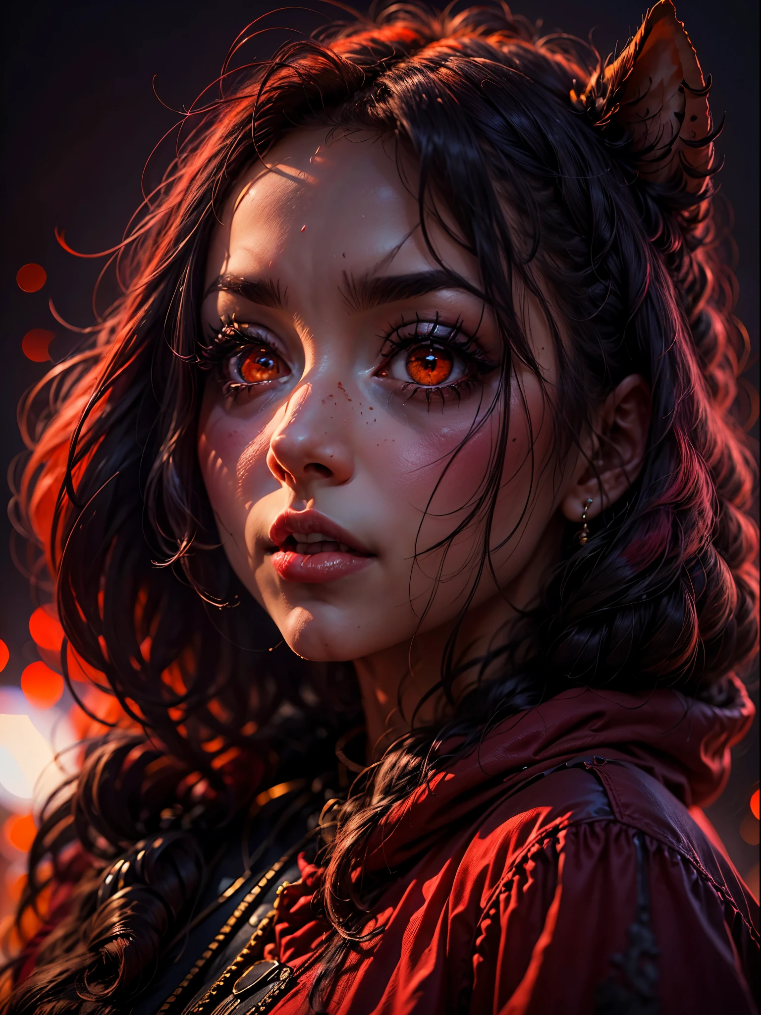una chica vampiro junkotvv cabello negro, ojos rojos, orejas de gato, cuerpo completo,dynamic poses,sudadera roja,Salpicaduras de sangre,arte detallado,luna llena roja,Noche de terror,cinematic light,(mejor calidad,4k,8K,high resolution,obra maestra:1.2),ultra detallado,(realista,photorealista,photo-realista:1.37),retratos,paisaje,horror,animado,Science fiction,Photography,artistas conceptuales,vivid colors,bokeh,Fiery red lighting.