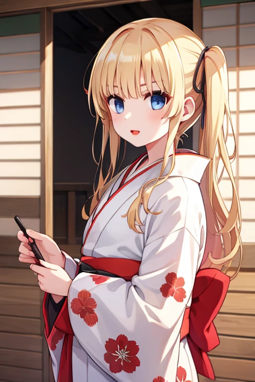 boy, Blonde Hair, Mid length, Red lips, tosa kimono