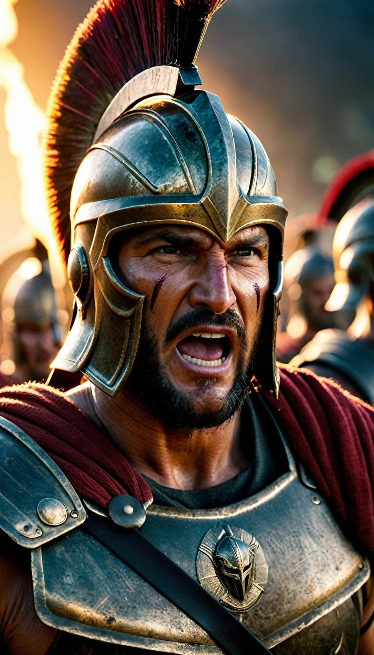 Create a detailed image of the annual Spartan event, featuring a massive arena where the best Spartan warriors and the bravest Helot slaves prepare to battle to the death, detailed face expressions, fair and smooth skin, masterpiece, cinematic lighting, physically based rendering, lens flare, award winning rendering, perfect rendering detail, 8K, realism, detailed background, everything in detail, cinematic shot, dynamic lighting, 75mm, Technicolor, Panavision, cinemascope, fine details, 8k, HDR, realism, realistic, key visual, film still, superb cinematic color grading, depth of field,
