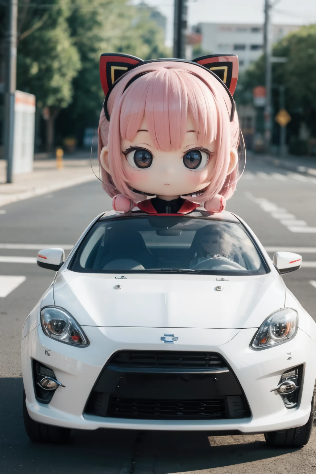 Photorealistic、Chibi Girl Doll（Presenting the appeal of electric cars）