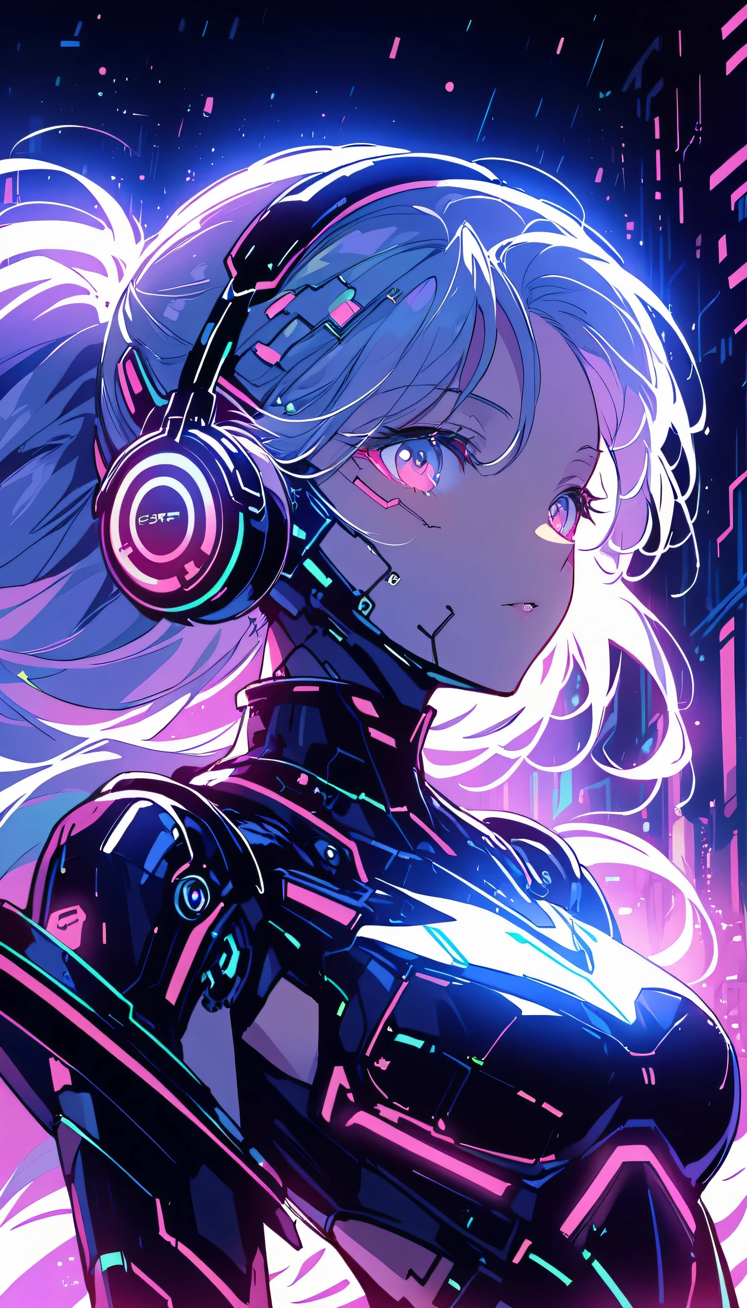 Anime girl in futuristic outfit with cat ears and headphones, Cute Cyborg Girl, Digital Cyberpunk Anime Art, Cyberpunk Anime Girl mech, female Cyberpunk Anime Girl, Cyberpunk Anime Girl, Beautiful girl cyborg, Perfect android girl, anime cyberpunk art, Portrait Anime Astronaut Girl, Dreamy Cyberpunk Girl, Digital Cyberpunk - Anime Art, Girl wearing mecha cyber armor, Cyberpunk beautiful girl