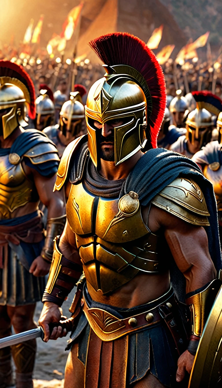 Full body, Create a detailed image of the annual Spartan event, featuring a massive arena where the best Spartan warriors and the bravest Helot slaves prepare to battle to the death, detailed face, detailed face expressions, natural face expressions, face in detail, asymmetrical faced, fair and smooth skin, detailed hands, detailed fingers, masterpiece, cinematic lighting, physically based rendering, lens flare, award winning rendering, perfect rendering detail, 8K, realism, detailed background, everything in detail, cinematic shot, dynamic lighting, 75mm, Technicolor, Panavision, cinemascope, fine details, 8k, HDR, realism, realistic, key visual, film still, superb cinematic color grading, depth of field,