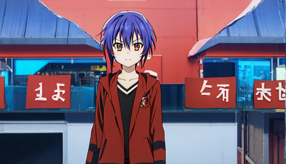 Anime Date A Live,Itsuka Shido,Red Shirt,City Background,Anime Style,Date A Live Style