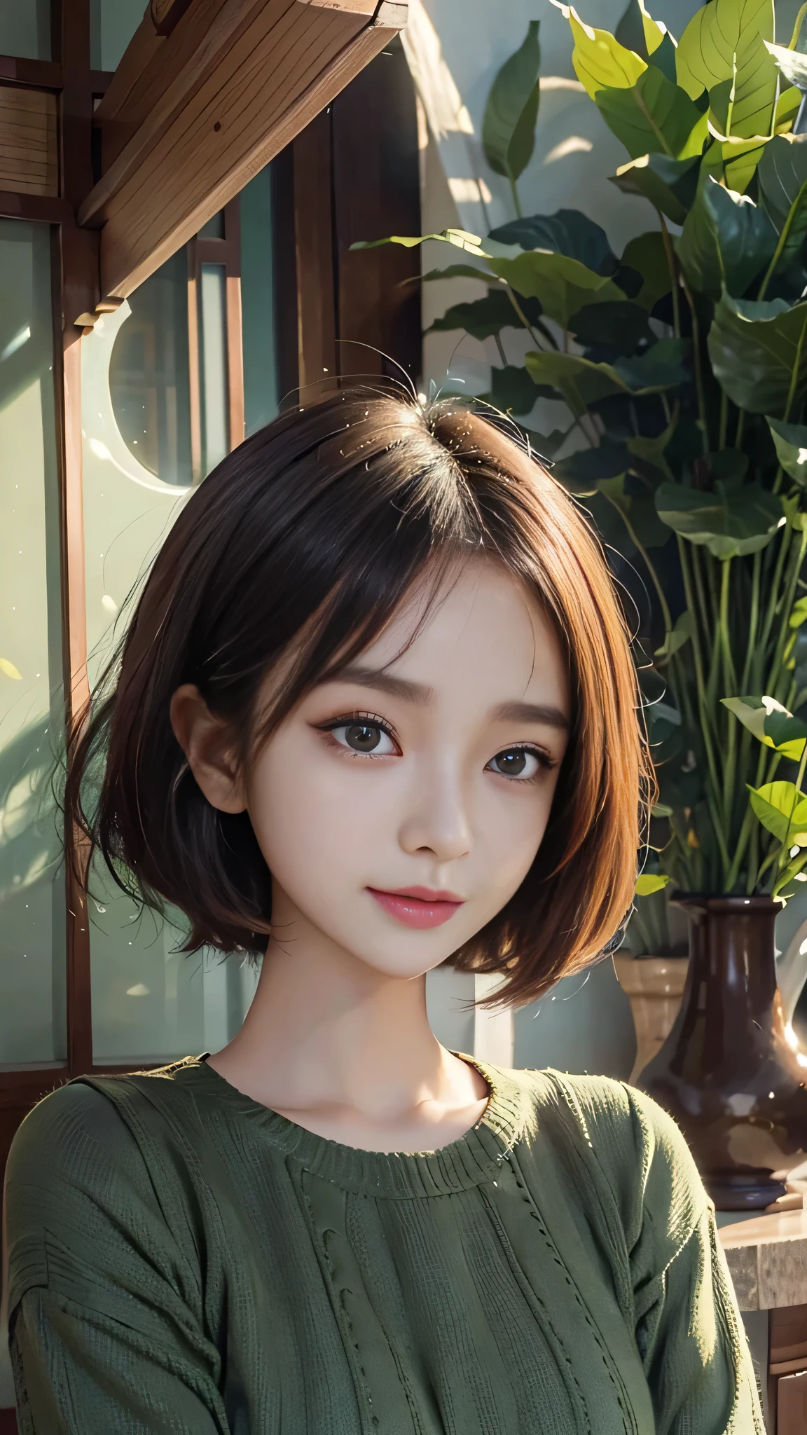 arafed asian woman Short hair and a green sweater, Young and adorable Korean face, Portraits of Korean female idols, beautiful young Korean women, Cute Korean Actresses, Short hair, South Korean actress, gorgeous young Korean women, Young and pretty Asian face, beautiful south Korean women, Korean symmetrical face, Girl cute beautiful face, Korean Girls, Korean women