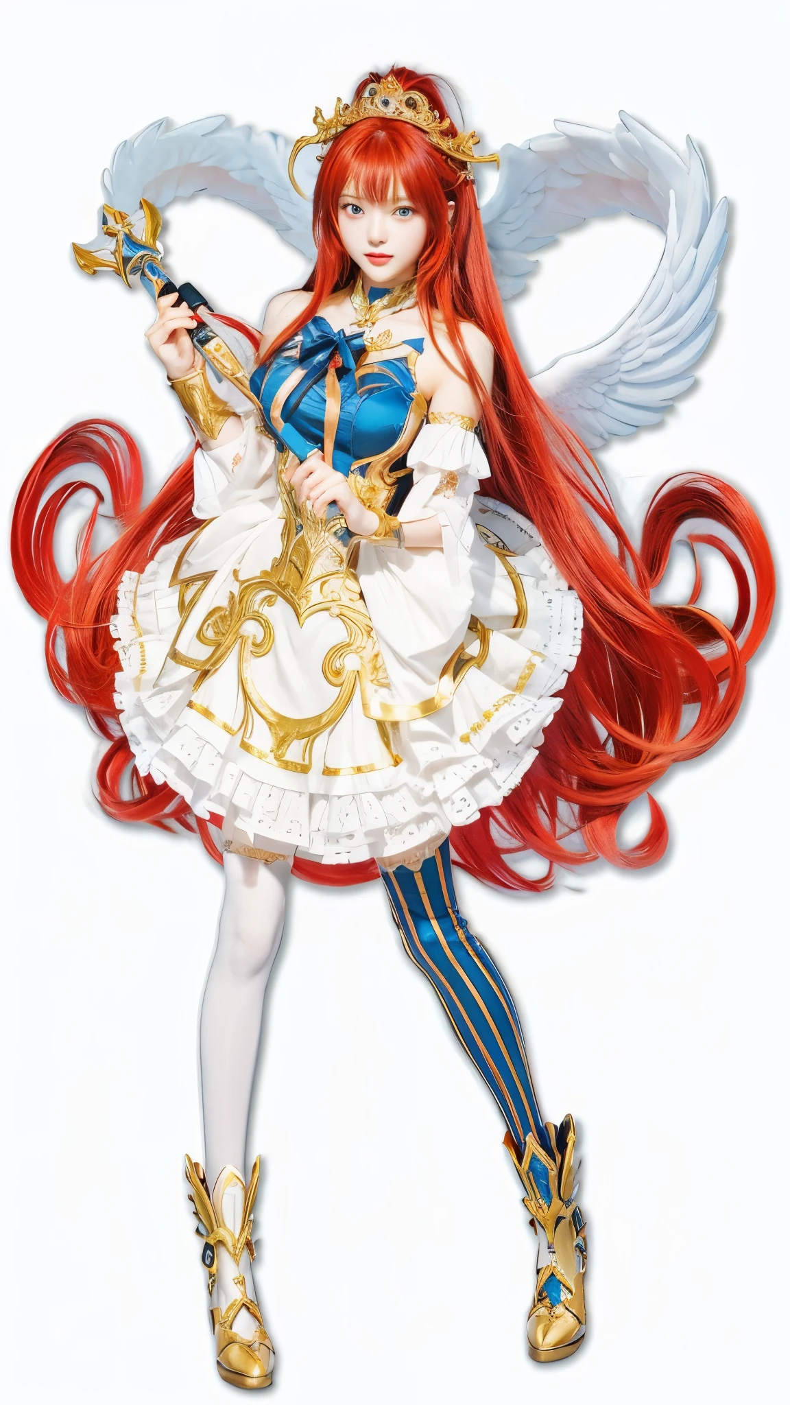 anime girl with red hair and a sword in her hand, anime goddess, rias gremory, angel knight girl, official character art, marin kitagawa fanart, rei hino as a princess, erza scarlet as a real person, sparkling magical girl, anime princess, full portrait of elementalist, !!full body portrait!!, princess of light, portrait of magical girl