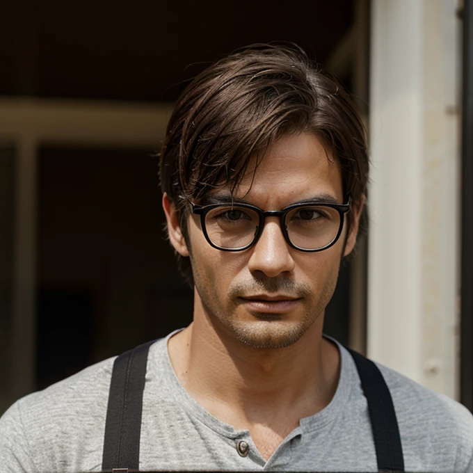 Create a realistic image of a man wearing glasses