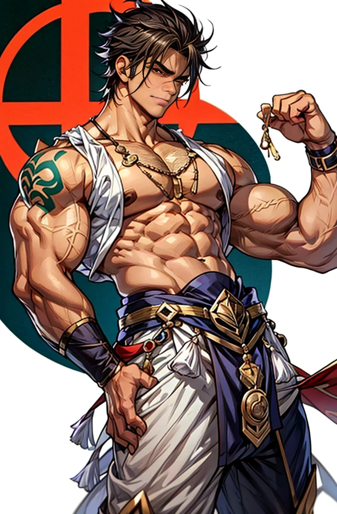 show off thick arms to the audience，closeup of arms，Shoulders exposed，Stout arms，A mais alta qualidade de imagem，Pessoas do sexo masculino，Child，1 ，jovem e bonito，Shoun，cabelos brancos，Cabelo liso curto，Pele escura，Anime peito grande，anime wallpaper，sozinho，Foco Masculino，cuecas，Dilation of the pectoral muscles，capa vermelhirilha saliente，Fundo Urbano，Espalhe as pernas，sexy,(master part, best quality),meias brancas longaotas Red Martin，strong,very big man