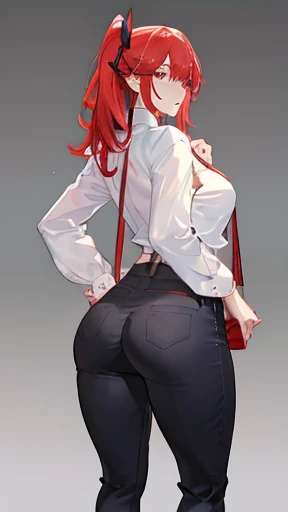 A girl with baggy pants, huge ass, cropped shirt